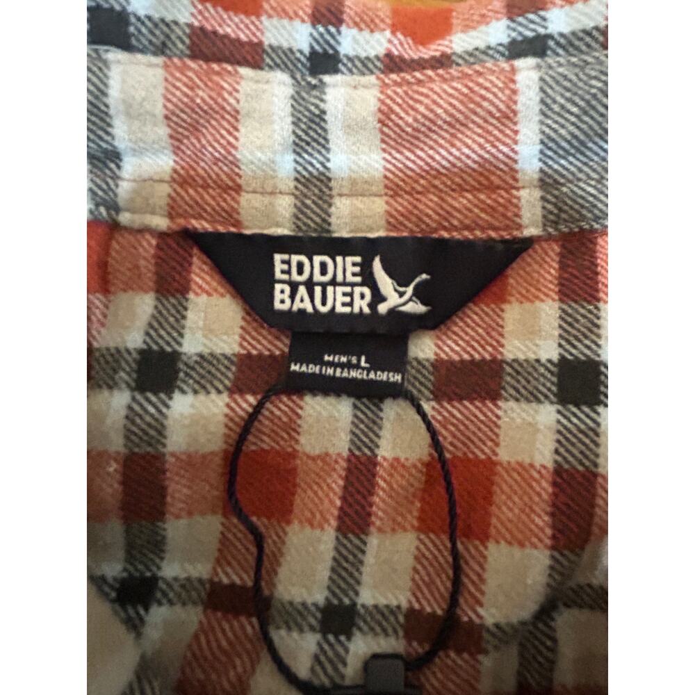 Plaid Flannel Eddie Bauer Long-Sleeve Button-Down Shirt Y2K Grunge - (Mens L)‎ - Picture 4 of 11